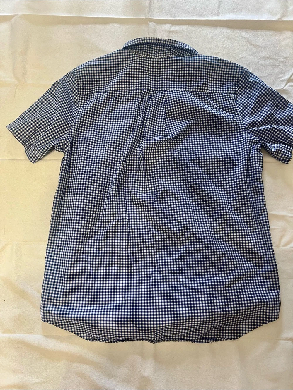 Ralph Lauren Boys Gingham Short Sleeve Button Down Shirt Size XL (18/20) Kit Nav